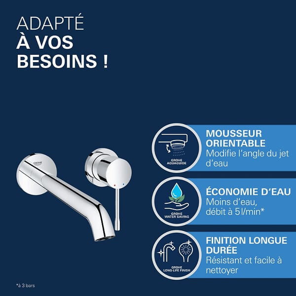GROHE - Essence Robinetterie 2-trous pour lavabo Taille L, Warm Sunset (19967DA1) - large
