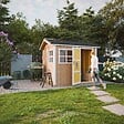 TIMBELA - Abri de Jardin Qualité Premium 5,9 m² - H252x250x294 cm - Construction de Panneaux LP Smartside - Timbela M913-HARVEST HONEY - vignette