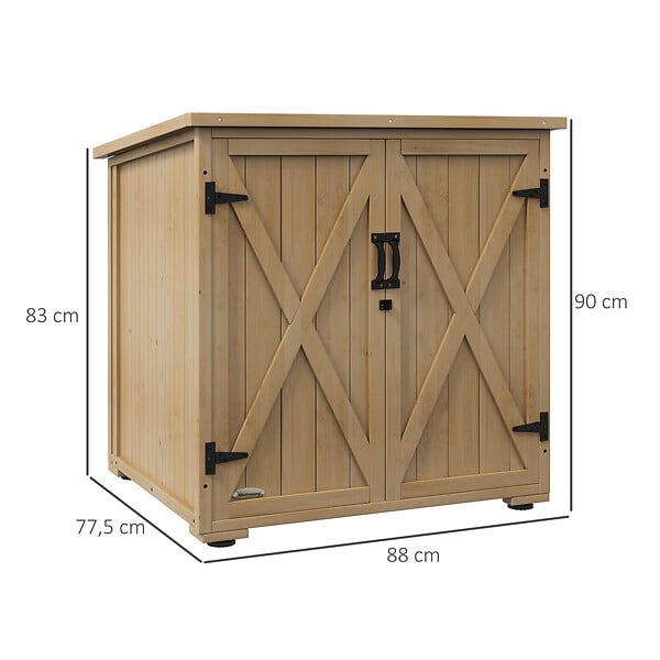 OUTSUNNY - Armoire de jardin 2 portes croisillons étagère toit bitumé bois sapin pré-huilé - large
