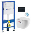 GEBERIT - Pack bati-support Geberit + WC sans bride Swiss Aqua Technologies + Abattant SoftClose + Plaque noir mat (FusionTQGeb10) - vignette