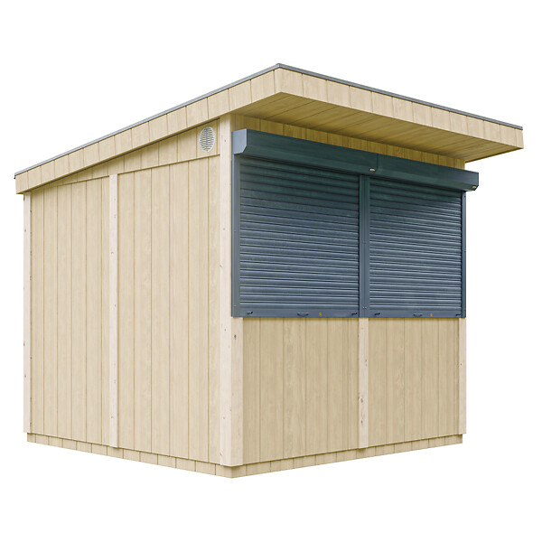 TIMBELA - Grand stand marché avec comptoir 5,9 m2 - H240x248x305 cm - Construction de Panneaux LP Smartside - Timbela M950-TUNDRA GREY - large