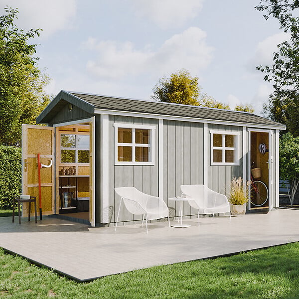 TIMBELA - Abri de Jardin Qualité Premium 11,47 m² - H252x250x530 cm - Construction de Panneaux LP Smartside - Timbela M915C-TERRA BROWN - large