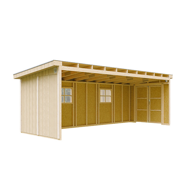 TIMBELA - Abri de Jardin Qualité Premium 14,3 m² - H231x248x648 cm - Sans plancher e  paroi latérale - Timbela M941B - large