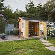 TIMBELA - Abri de Jardin Qualité Premium 5,9 m² - H252x250x294 cm - Construction de Panneaux LP Smartside - Timbela M913A-TUNDRA GREY - vignette