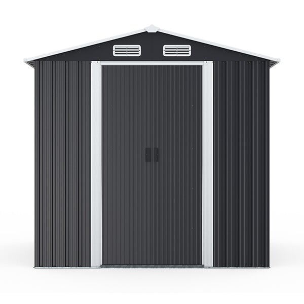 ID MARKET - Abri de jardin 3,7M² gris en acier galvanisé avec base - large