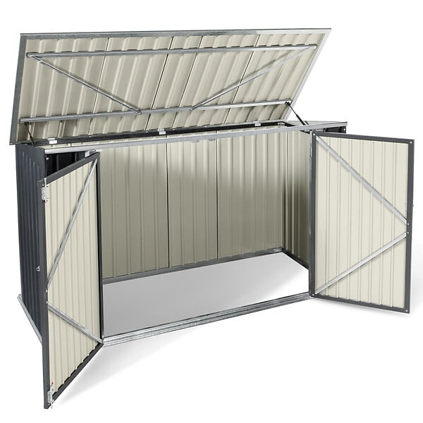 ID MARKET - Abri de jardin en métal gris anthracite verrouillable multi-rangement pour stockage vélos, outils, poubelles - large