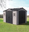 DURAMAX - Abri PVC DARK GREY Apex 8,05m² - kit fondation, 2 fenêtres, 2 puits de lumière - Gris - vignette