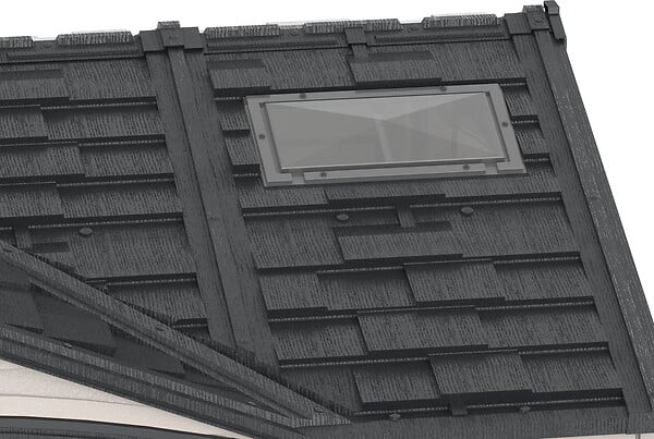 DURAMAX - Abri PVC DARK GREY Apex 8,05m² - kit fondation, 2 fenêtres, 2 puits de lumière - Gris - large