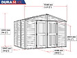 DURAMAX - Abri PVC DARK GREY Apex 8,05m² - kit fondation, 2 fenêtres, 2 puits de lumière - Gris - vignette