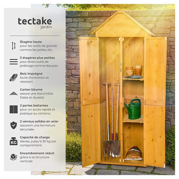 TECTAKE - Armoire de jardin Kadi 80,5 x 60 x 213,5 cm marron - large