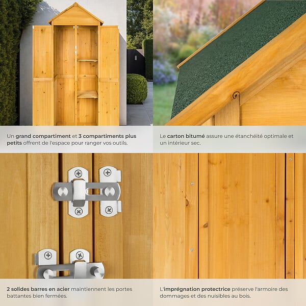 TECTAKE - Armoire de jardin Kadi 80,5 x 60 x 213,5 cm marron - large