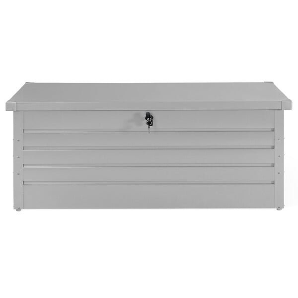 ID MARKET - Coffre de rangement métal verrouillable gris clair pour jardin 600L 165x70x63 cm - large