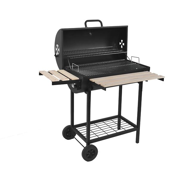 RED DECO - Barbecue fumoir au charbon de bois KENTUCKY Noir Acier inoxydable - large