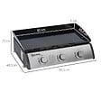 OUTSUNNY - Plancha gaz de table portable réglable - 3 brûleurs 9 kW - barbecue gaz camping - plaque de cuisson, réceptacle graisse - acier noir métal - vignette