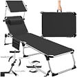 TECTAKE - Chaise longue en aluminium Aurelie, rembourrée et pliable noir - vignette