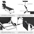TECTAKE - Chaise longue en aluminium Aurelie, rembourrée et pliable noir - vignette