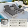TECTAKE - Lot de 2 bains de soleil luxe résine en tressée aluminium avec table rangement gris - vignette