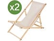 HABITAT ET JARDIN - Lot de 2 transats en bois "Chilienne" - 107 x 56.5 x 81 cm - Ecru - vignette