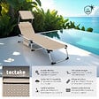 TECTAKE - Chaise longue en aluminium Lorella, rembourrée et pliable beige - vignette