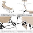 TECTAKE - Chaise longue en aluminium Lorella, rembourrée et pliable beige - vignette