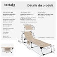 TECTAKE - Chaise longue en aluminium Lorella, rembourrée et pliable beige - vignette