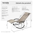 TECTAKE - Bain de soleil Paulina ergonomique, pliable, 150 kg beige - vignette