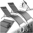 TECTAKE - 2 chaises longues en aluminium, à 5 niveaux gris - vignette