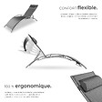 TECTAKE - 2 chaises longues en aluminium, à 5 niveaux gris - vignette