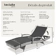 TECTAKE - Chaise longue en rotin et aluminium Océane gris clair - vignette