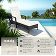 TECTAKE - Bain de soleil métal 6 positions avec roulettes noir/beige - vignette