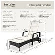 TECTAKE - Bain de soleil métal 6 positions avec roulettes noir/beige - vignette