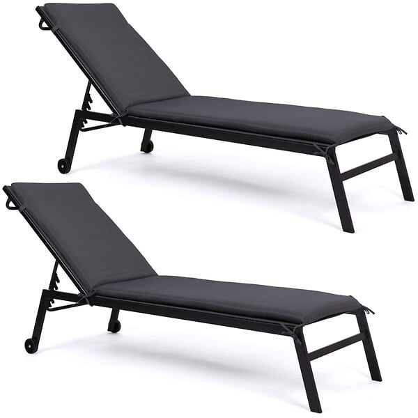 ID MARKET - Lot de 2 coussins transat 190 cm gris anthracite - large