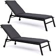 ID MARKET - Lot de 2 coussins transat 190 cm gris anthracite - vignette