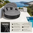TECTAKE - Bain de soleil rond modulable SANTORIN noir - vignette