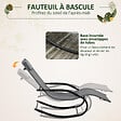 OUTSUNNY - Chaise longue à bascule rocking chair design acier époxy noir textilène gris - vignette