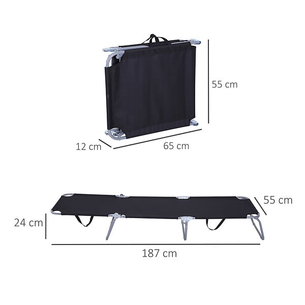 OUTSUNNY - Bain de soleil transat pliable dossier réglable multipositions métal et polyester noir - large