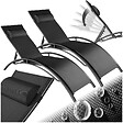 TECTAKE - 2 chaises longues en aluminium, à 5 niveaux noir - vignette