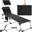 TECTAKE - Chaise longue en aluminium Lorella, rembourrée et pliable noir - vignette