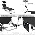 TECTAKE - Chaise longue en aluminium Lorella, rembourrée et pliable noir - vignette