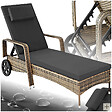 TECTAKE - Bain de soleil résine tressée en métal gris foncé 6 positions coussin intérieur extérieur - vignette