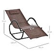 OUTSUNNY - Chaise longue à bascule rocking chair design contemporain dim. 160L x 61l x 79H cm métal textilène brun - vignette