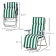 OUTSUNNY - Lot de 2 chaise longue bain de soleil adjustable pliable transat lit de jardin en acier vert + blanc - vignette