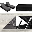 TECTAKE - Lot 2 chaises longues rotin aluminium noir avec table d appoint rangement 184x60x21 cm - vignette