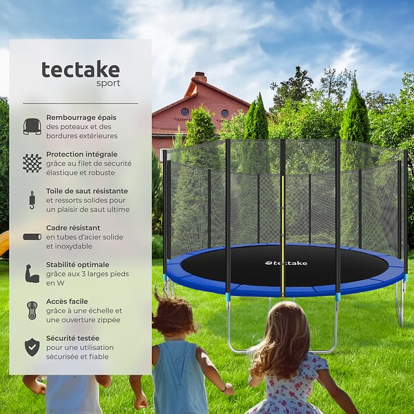 TECTAKE - Trampoline modèle B noir/bleu - large