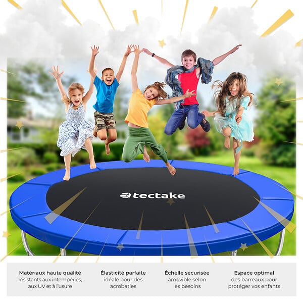 TECTAKE - Trampoline modèle B noir/bleu - large