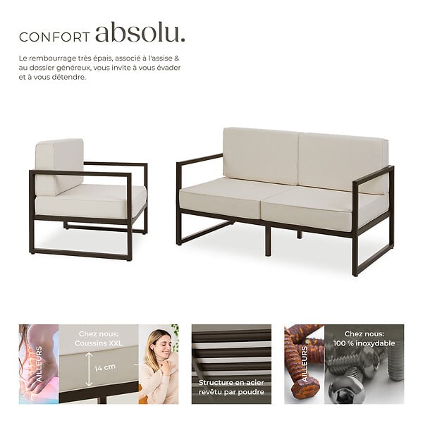 TECTAKE - Salon de jardin COMOSA pour 5 personnes marron/beige - large