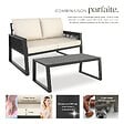 TECTAKE - Salon de jardin aluminium anthracite 2 places canapé table basse coussins imperméables housses amovibles design corde mobilier extérieur - vignette