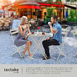 TECTAKE - Ensemble table et chaises bistrot Frieda, pliable pour 2 personnes crème - vignette