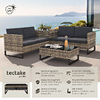 TECTAKE - Canapé jardin 2 places en résine tressée marron naturel solide tressage acier confortable design - vignette
