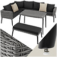 TECTAKE - Salon en rotin avec structure en aluminium Pula gris - vignette